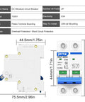 DC Miniature Circuit Breaker Two Pole 1000V For Solar PV System Din Rail Mount 63A Pack Of Two High Current Overload Protection
