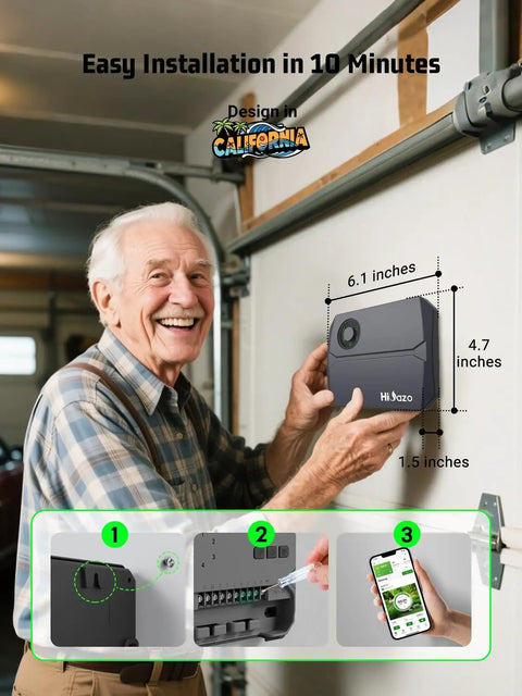 Man installing 2.4GHz WiFi Sprinkler Controller With 4 Zones And 16 Scheduling Plans App Control Auto Rain Skip Freeze.