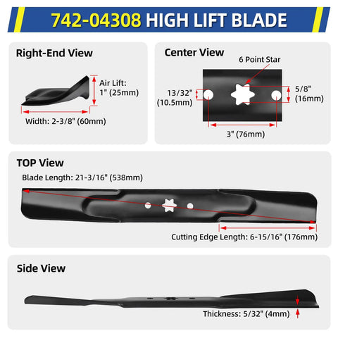 Beefy High Lift Mower Blade Set For 42 Inch Deck Riding Mowers Compatible With Cub Cadet Troy Bilt Bronco Pony Mustang 2 Pack
