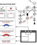 Installation diagram for Waterfall LED Bathroom Faucet In Oil Rubbed Bronze, 8 Inch Widespread Vanity Sink Faucet With Two Handles, 3 Hole Installation.