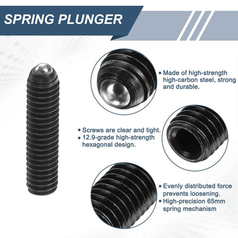 Five Pack M4 x 16mm Ball Plungers With Hex Socket High Carbon Steel Spring Loaded Ball Plungers For Lubrication And Pneumatic Tools