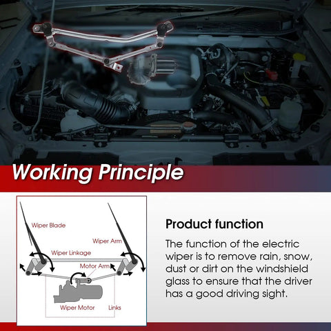 Front Windshield Wiper Linkage Assembly For Chevy Malibu 2008-2012 Hybrid LS LT LTZ Direct Fit Replacement Easy Install For Pontiac G6 2005-2010 And Saturn Aura 2007-2009, engine bay diagram