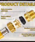 Exploded view of 8 Pack 3/4 Inch NPT Brass Pipe Fittings Set With CSST Male NPT Adapters Threaded Hex Nipples Gas Connectors