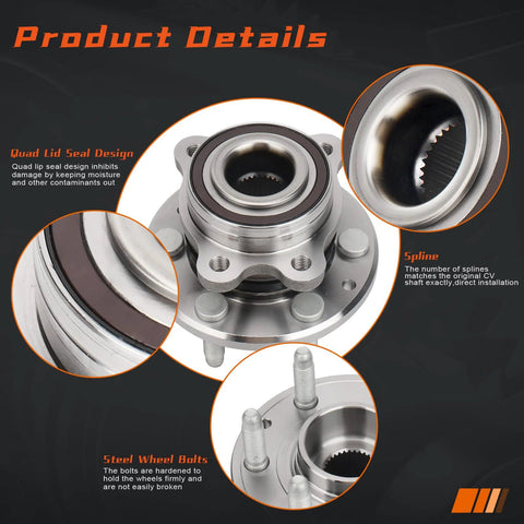 Front Left And Right Wheel Bearing And Hub Assembly For 2015 2021 Chevrolet Colorado And 2015 2021 GMC Canyon With 6 Lug ABS