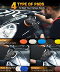 Cordless Buffer Polisher Kit 6 Inch Orbital Car Polisher With Variable Speed 1800 To 5500 RPM, 17 Polishing Accessories Included