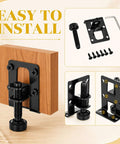 Heavy Duty Adjustable Furniture Leveling Feet L Shaped Leg Levelers 24 Pack Black With Hex Wrench Screw Kit, easy install setup with mounting bolts.