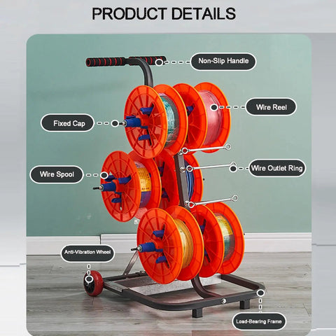 Heavy Duty Wire Spool Rack With Wheels For Electrical Wires And Conduit Dispenser Built For On The Go Access And Quick Replenishment