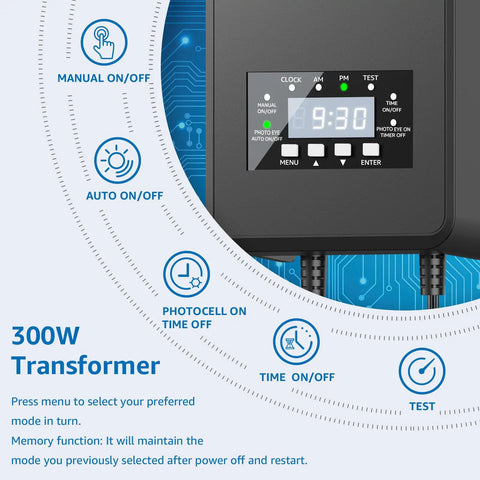 300W Transformer for 12 Pack RGBW Color Changing Outdoor Landscape Lights Kit With 300W Low Voltage Transformer