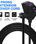 Beefy 100 Ft Heavy Duty Outdoor Extension Cord With 3 Outlets, 12/3 12AWG SJTW, 3 Prong 90 Degree Angled Plug, ETL Listed