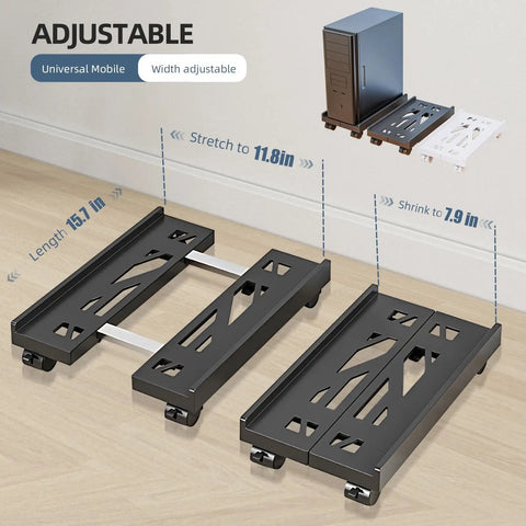 Adjustable Mobile CPU Stand With Ventilated Design, Four Casters Keeps Your PC Off The Floor, Under Desk Tower Holder for PCs