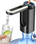 Portable USB Recharge Water Pump For 5 Gallon Bottles Electric Automatic Dispense for home use, pouring water into a glass