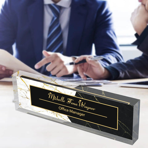 Custom Desk Name Plate For Teachers Acrylic Block Personalize Your Name Title Date Logo Office Desk Sign Gift on office desk