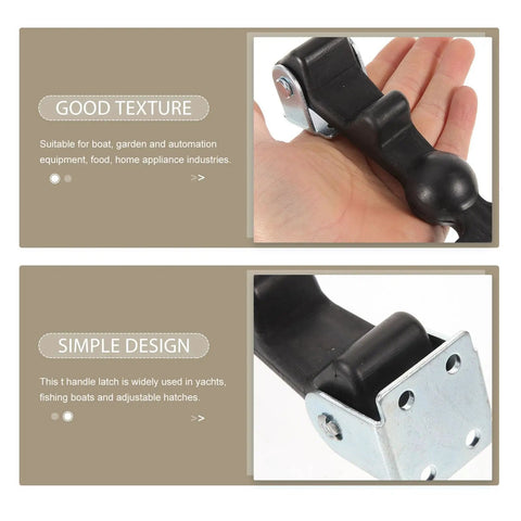 Close-up of a Two Pack Flexible Rubber T Handle Draw Latches With Vibration Reduction And Wear Resistant Features in hand