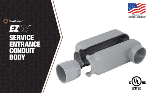EZLB200 Three Piece Split Design PVC Conduit Body Connector for 2 Inch Gray Electrical Conduit Installations, side view