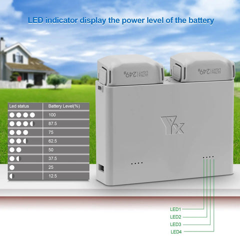 Bidirectional Charger For Mini 4 Pro And Mini 3 Pro Drones with USB Charging Port, featuring LED battery level indicator display
