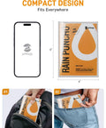 Disposable Clear Rain Ponchos Pack Of 4 For Rainy Day Protection Lightweight And Durable next to smartphone and in bag and pocket
