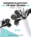 White Cable Sleeve Kit, 2 Pack, 5ft Each, 0.75 to 1.2 Inch Diameter Wire Management Tubes for Desk and TV Cables shown with cables inside