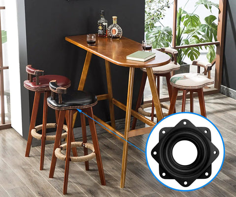Kick Off Your Next Custom Build With This Pack Of Four 3 Inch Square Turntable Bases Delivering Smooth Swivel Bearing Plates For Heavy Duty Furniture Assembly Solid Black Steel Base under bar stools.