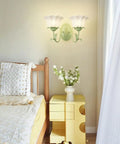 Flower Shaped Wall Sconce With Milk White Glass Lampshade Modern Living Room Lighting Fixture 30 by 54 cm above a bed
