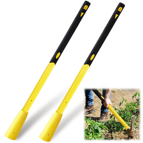 36 Inch Heavy Duty Fiberglass Pickaxe Handle Replacement With Soft Grip For Gardening, displayed with usage example in garden