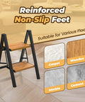 Slick Lightweight Aluminum Folding Step Ladder With Wide Pedals And Anti Slip Design 2 Step Stool on wood floor