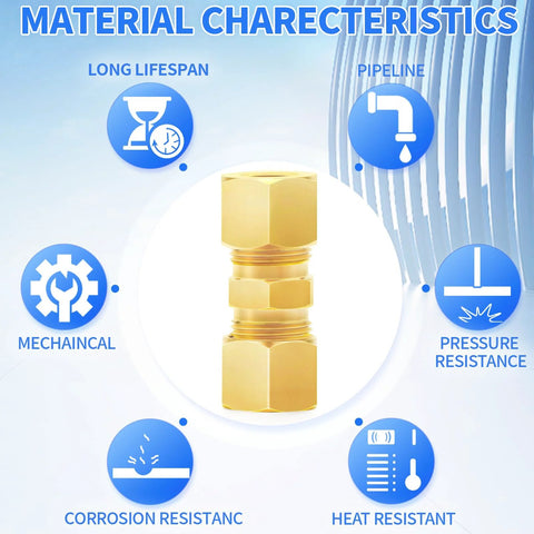 brass compression tube fitting 1/4 inch union with features like corrosion resistance, durability, heat and pressure resistance for plumbing projects.