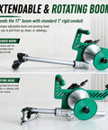 Powerful Electric Cable Puller With 17" Extendable Boom And Pivoting Head For One Person Jobs, Handles 1000 Lbs On Wires.
