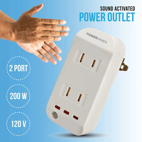 Clap Control Dual Outlet Wall Plug With Noise Sensor, No Brainer Way To Power Two Devices, 120V 200W Wireless Outlet