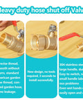 Brass Garden Hose Shut Off Valve Full Flow With Three Quarter Inch GHT Full Port Ball Valve, showing thread and handle
