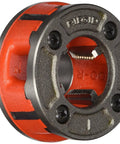Close-up of Pro Grade 1 Inch Die Head Hand Threader With Alloy Dies And 00-R Die Set, metal with visible teeth for pipe threading.