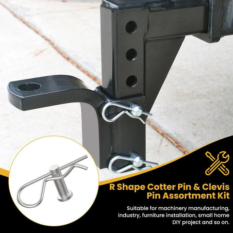Beefy 12Pcs M8 Clevis Pins And M3 X 60Mm R Shape Cotter Clips Set In 304 Stainless Steel installed in hitch system