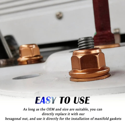 10 Pieces M8x1.25 Exhaust Manifold Gasket Nut For Automotive Manifolds Piping Flanges with hex nut on manifold surface