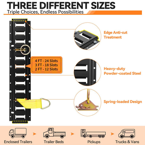 Built Tough E Track Tie Down Rail Kit 88 Piece Set For Garages Vans Trailers And Motorcycles detailed rail and components