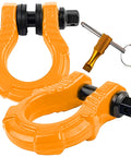 Orange Uber Shackle Set With Anti Theft Lock For Off Road Recovery And Towing 80000 Lb Strength, 2-pack with security pin