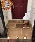 Heavy Duty Solvent Concrete Sealer Drops A Sick Wet Look Sheen On Your Driveway While Packing A Punch Of Tough Protection Against Oil And Water Spills In This 5 Gallon Jug placed near a front door.