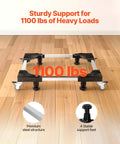 Adjustable Mini Fridge Stand 27.5-35.4 Inches Tall Universal Mobile Base with 1100 lbs capacity on wooden floor.