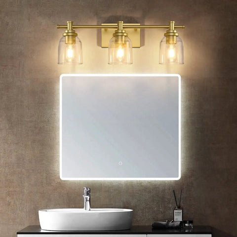 Gold Three Light Bathroom Vanity Light Fixture Over Mirror Vintage Style Wall Light With Easy Fifteen Minute Install