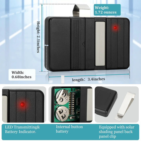 Garage Door Remote Control 390MHz Replacement For 9 To 12 Dip Switch Openers, Compatible With MAT90 GT912 G220 AT90 Blue Max And More, Works With Genie And Other Major Brands For Easy, Reliable Access