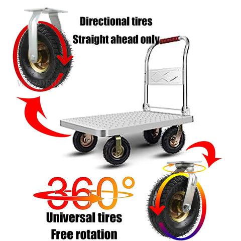 Heavy Duty Pneumatic Casters With Shock Absorbing Air Filled Tires For Wheelbarrow Replacement, 360-degree rotation for easy maneuvering.