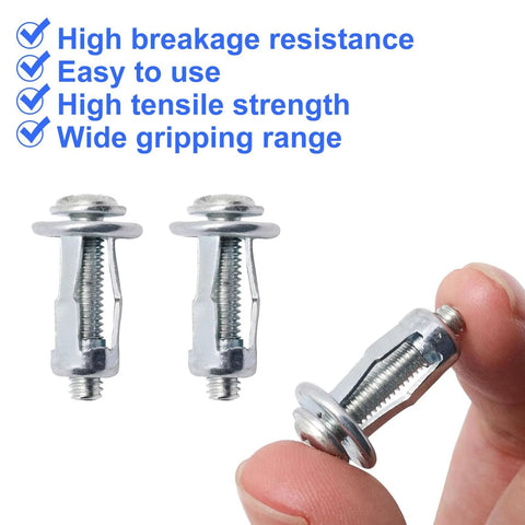 Heavy Duty Hollow Wall Anchors Set For Thin Walls M4 Size, Includes Screws, shown close-up with galvanized carbon steel finish.