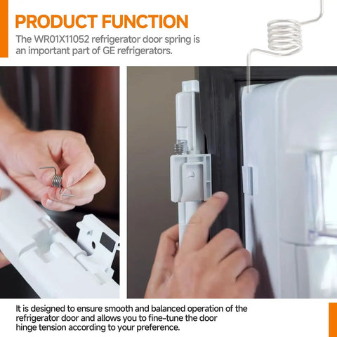 Two Pack Fridge Door Springs For Vertical Frame Hinges Replacement PS6011724 And 3031611 installation in GE refrigerator