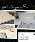 Kitchen counter with Three Step DIY Friendly Countertop Makeover Kit With White Marble Finish Epoxy Resin Topcoat For Kitchen Counters Washstands Islands And Vanities Strong Durable High Gloss Water Resistant Ready To Use Straight Out Of The Box.