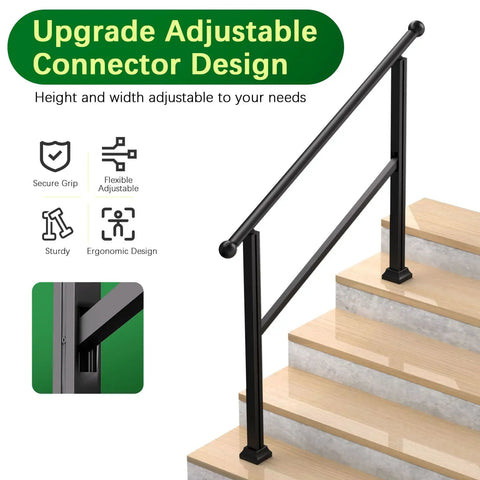 Built Tough Metal Handrail Kit With Fade Proof Finish And Fully Adjustable Height for secure stair use with sturdy design.