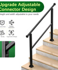 Kickass Heavy Duty Hand Rails For Outdoor Steps Deck And Porch Rock Solid Adjustable Stair Railing Kit With Slick Powder Coating adjustable design on stairs