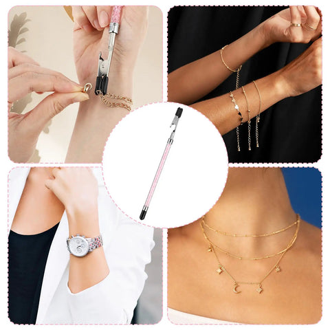Two Head Bracelet Helper Tool Set Stainless Steel Jewelry Aid for Easy On and Off Grab and Go Quick Wear Removal Hook Clasp Fastening