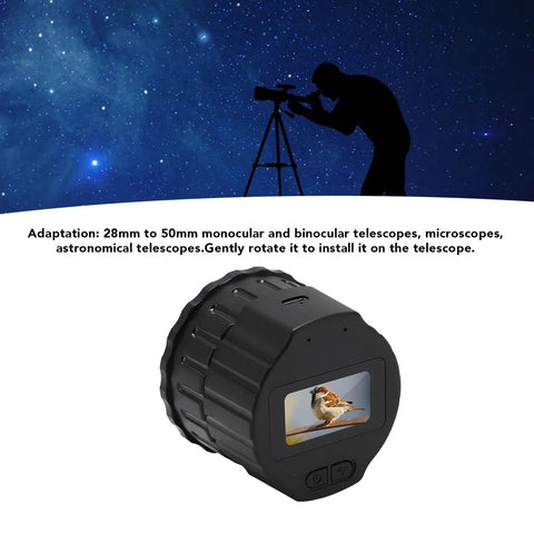 Wireless Telescope Eyepiece Camera With 16MP Sensor For Astronomy, 1080P HD Video, shown against a starry night sky with telescope