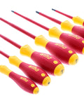 Insulated SoftFinish 7 Piece Screwdriver Set Pro Grade VDE Tested Up To 1000V, ergonomic cushioned grip with molded blades, assorted sizes