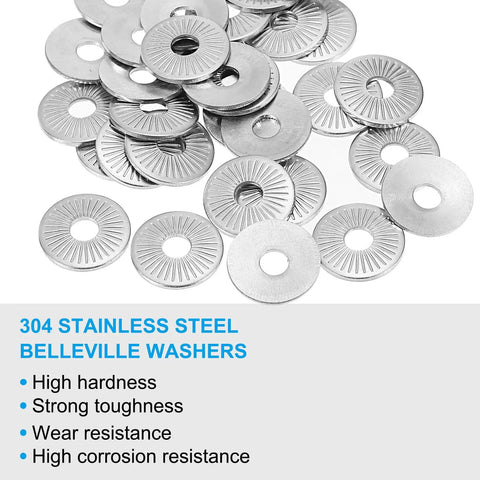 Sick Quality 304 Stainless Steel Belleville Spring Washers M4 X 14mm Conical Knurled Disc Gasket 100 Piece Bulk Pack Built Tough and Real Deal Reliable for Any Car Repair or Heavy Machinery Job You Get All Day Long, 304 stainless steel washers