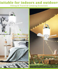 2 In 1 Camping Fan And LED Lantern For Outdoors Portable Hanging Ceiling Fan With Light in indoor and outdoor settings