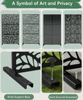 Various designs of Metal Outdoor Privacy Screen Set Of 2 Freestanding Privacy Fence Panels with leaf black finish details.